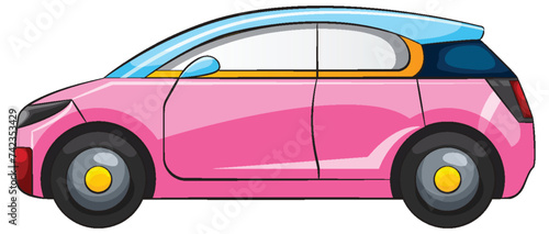 Colorful vector graphic of a stylish compact car