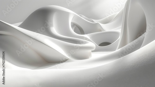 modern 3D background with a monochrome color scheme, featuring sleek, curved lines and smooth surfaces.