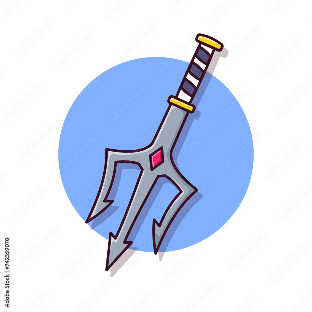 Trisula Mytic Weapon Vector Illustration, Icon Isolated