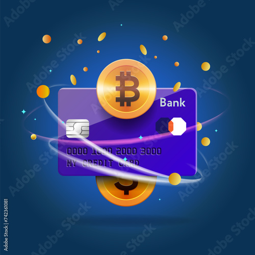 Digital cryptocurrency block chain market Bitcoin, Ethereum token coin symbol, online network digital money currency technology computer encryption, vector illustration