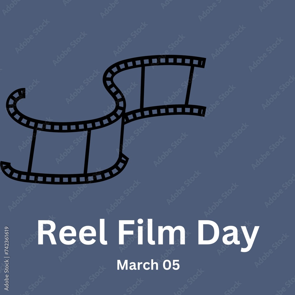 Reel Film Day - March 5 - USA Holiday. Cinema day. illustration