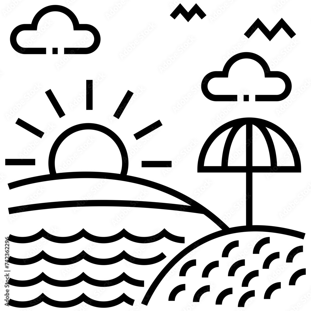 Naklejka premium Summer vacations line icon