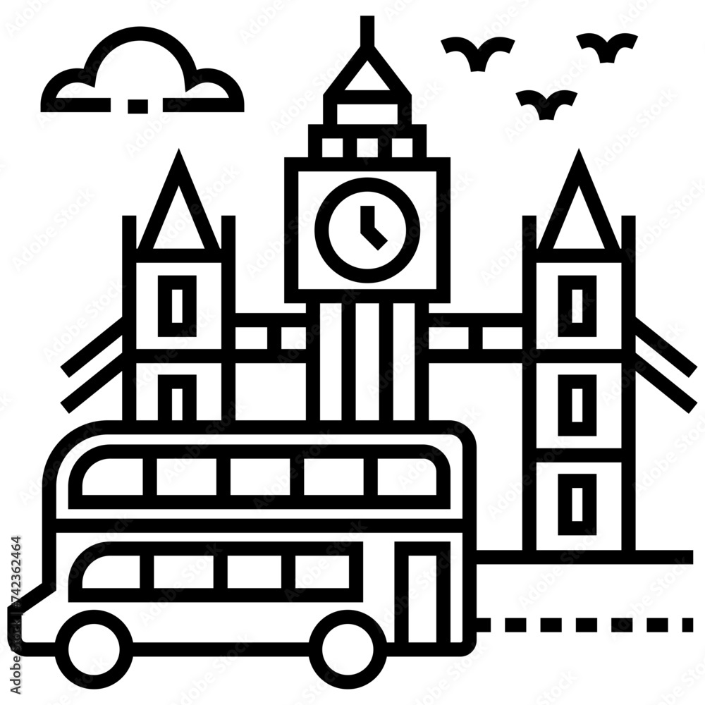 Big ben line icon design Big ben line icon design