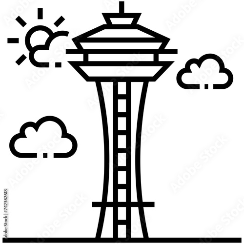Seattle line icon design 