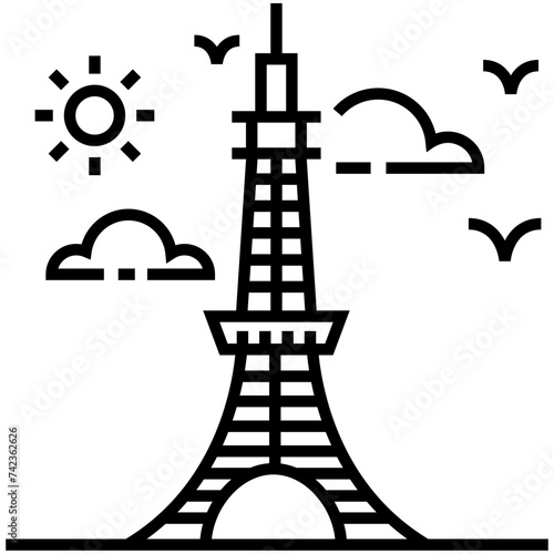 Torre de tokio line icon design 