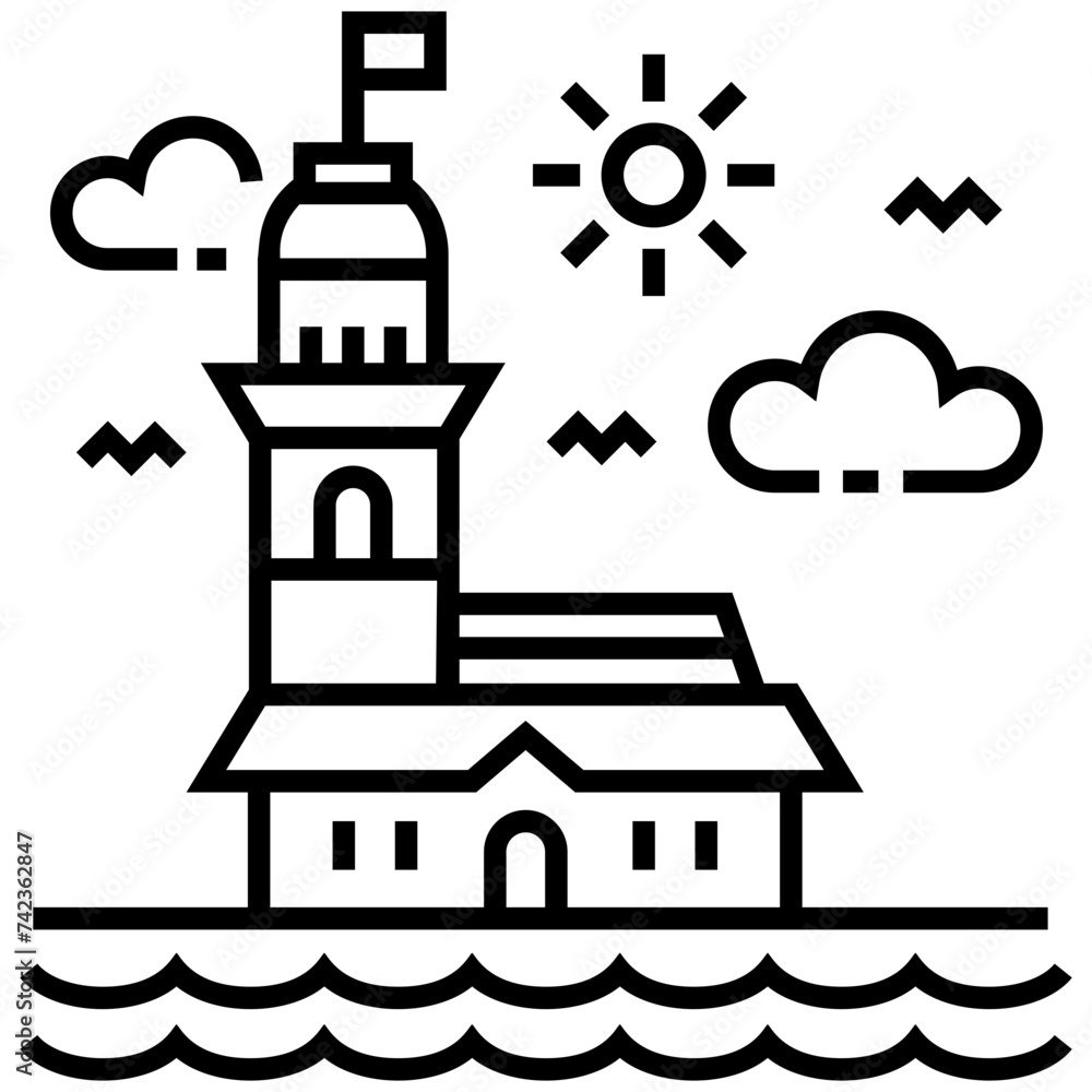 Line icon design of maiden tower 