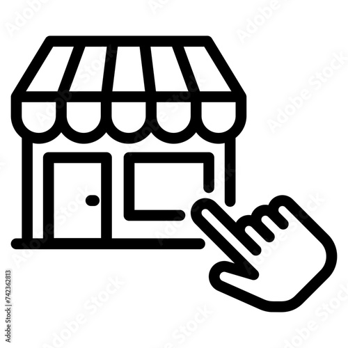retail store with hand pointer icon
