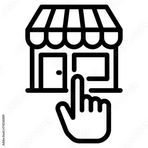 retail store with hand pointer icon