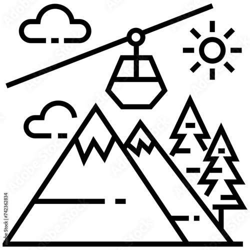 Chairlift line icon vector 