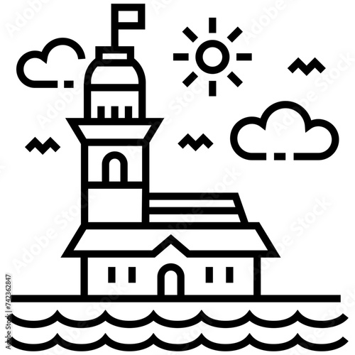 Line icon design of maiden tower 