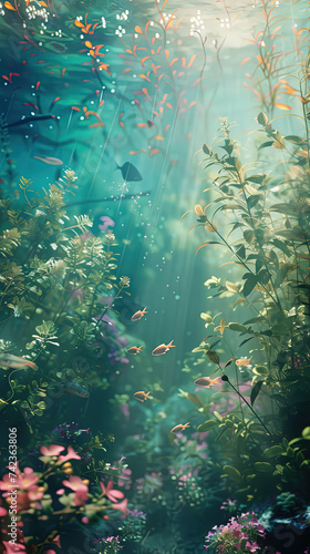 The underwater world of the ocean sea diving snorkeling aquarium coral fish. Spring wallpaper