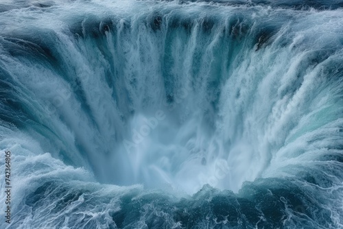 A stormy, powerful waterfall.