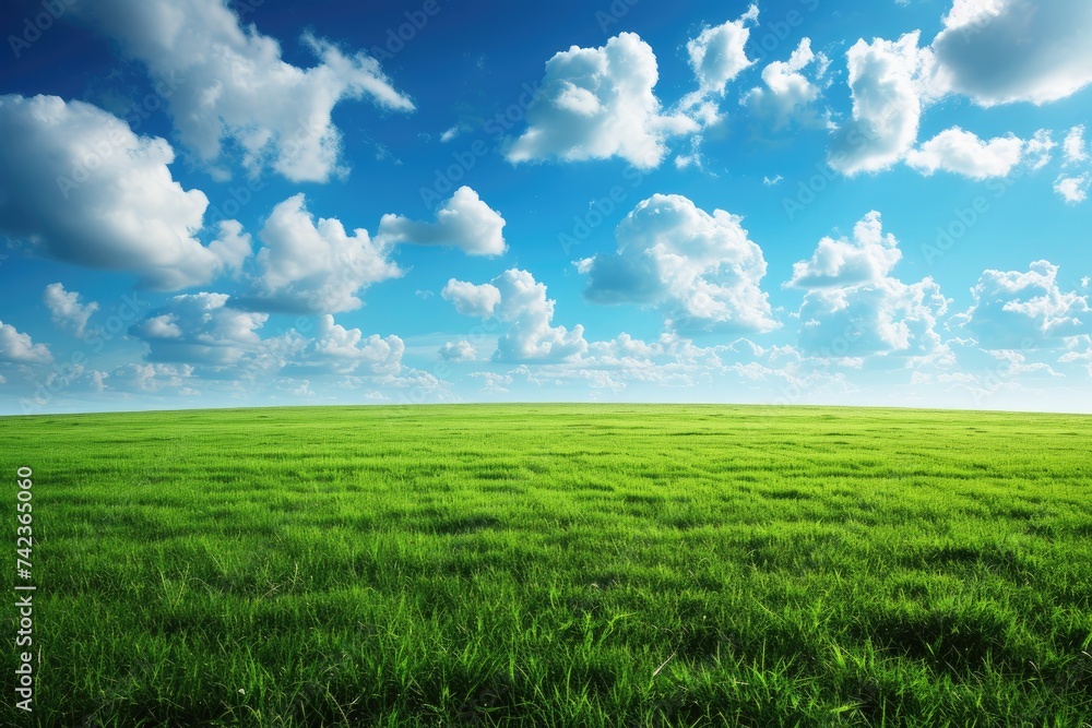 green field and blue sky