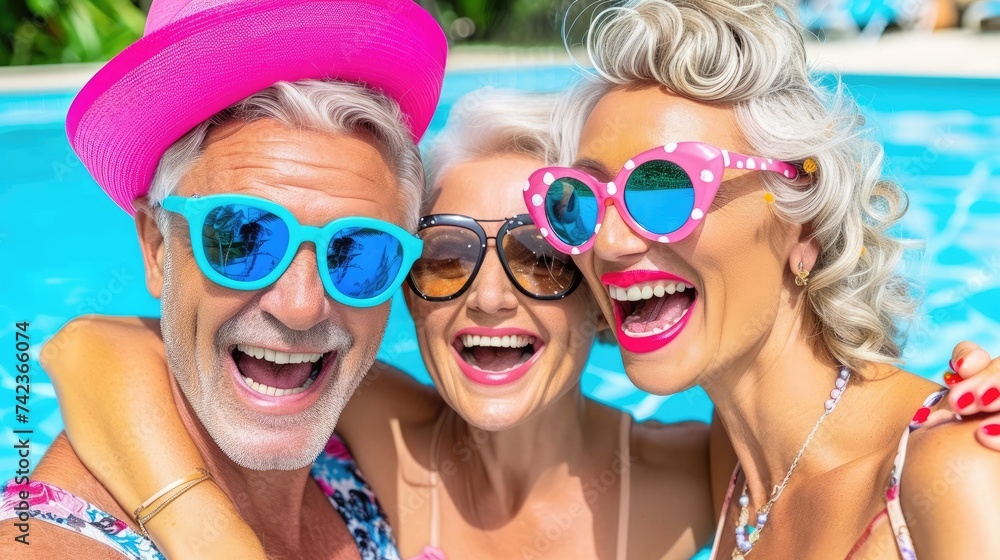 A group of cheerful people on vacation. A group of cheerful people on vacation.