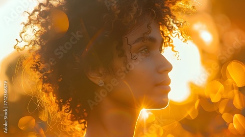 Golden Hour Serenity: Stunning Portrait of a Girl in Sunset's Warm Light, Summer Sunshine: Backlit Portrait of a Girl in the Golden Hour