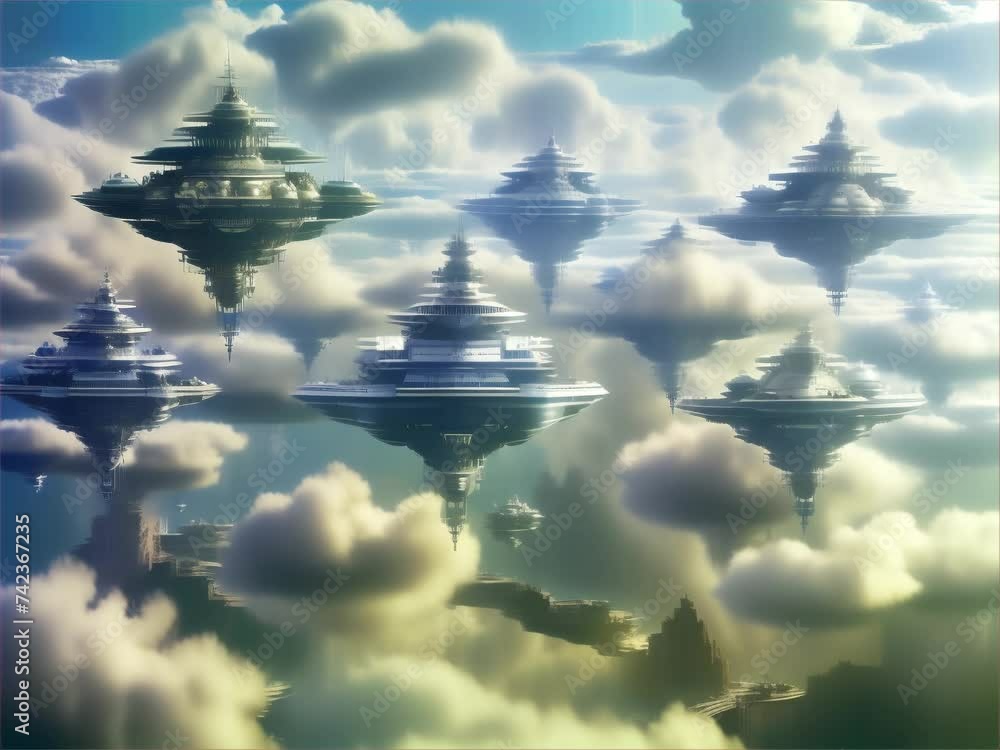 Heavens focus on advanced tech creating a utopia, floating city Heavens focus on advanced tech creating a utopia, floating city