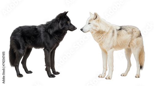 Black and white wolf isolated on transparent background