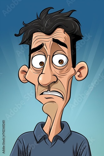 A cartoon illustration of a man with a raised eyebrow and a smirk on his face, displaying an amused and surprised expression