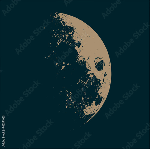 Vektor Darstellung Silhouette Mond im Detail