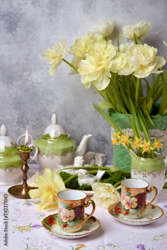 Wallpaper Mural Easter background, table setting for a festive dinner Torontodigital.ca