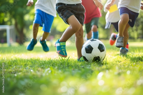 Elementary school children enjoy fun football, children playing soccer, children playing football, kids playing soccer