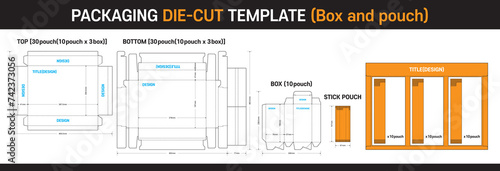 Food pouches and boxes, Food Package die cut template [Stick pouch, Box(10pouch, 10pouch x 3box)]