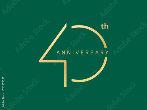 40th Anniversary with lines style luxury gold celebration logo vector design concept. Forty years anniversary gold logo template for celebration event, invitation, greeting, company, business, web.