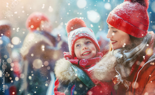 Winter Wonderland: Families and Friends Embracing Frosty Holiday Moments