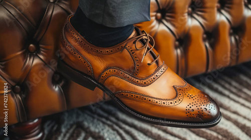 Costly beautiful leather men's shoes