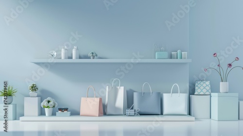 A modern banner for shopping stores. Live shopping product presentation with realistic visuals and ample copy space photo