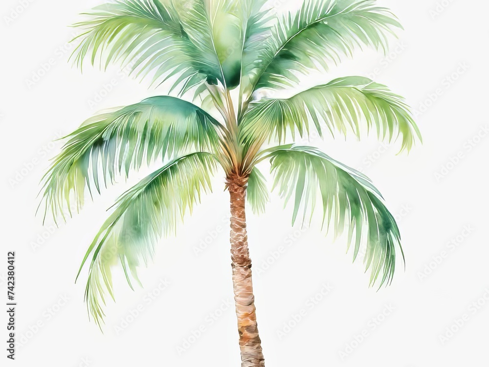 Obraz premium palmera en acuarela en fondo blanco