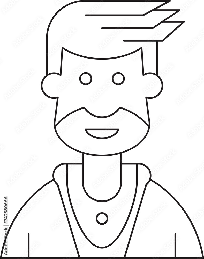 Obraz premium Beard Man Character Thin Line Avatar