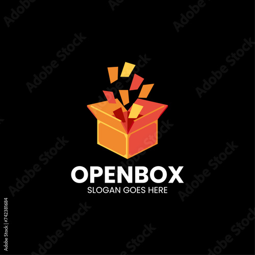 Vector Logo Illustration Open Box Gradient Colorful Style