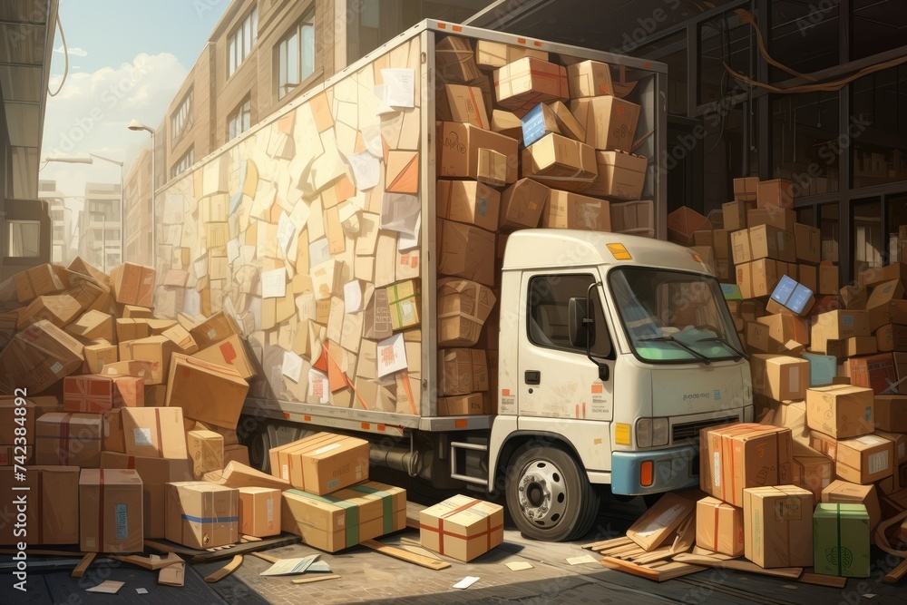 puzzle of packages fitting perfectly in truck with a Tetris-like masterstroke.