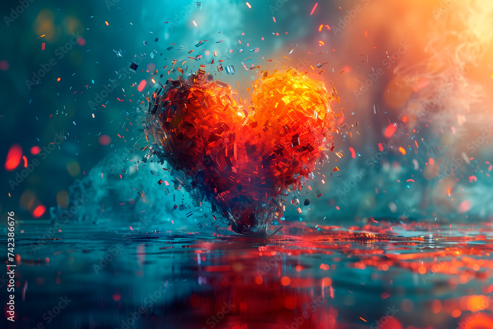 heart is shown in an abstract animation