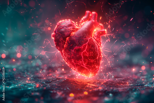 digital heart is shown in an abstract animation