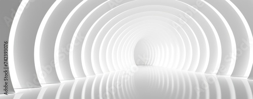 Abstract curve white wall and floor room hall tunnerl corridor Architech photo