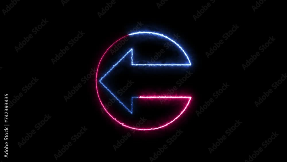 Directional Arrow icon neon fire blue pink color animation black backgroun Directional Arrow icon neon fire blue pink color animation black backgroun