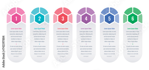 infographic template for business, industry, technology, science. six steps infographic template. hexagons informational template. infographic template for annual report, magazine