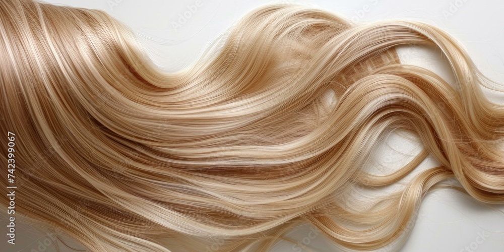 A woman's long blonde hair is blowing in the wind. Generative AI. A woman's long blonde hair is blowing in the wind. Generative AI.