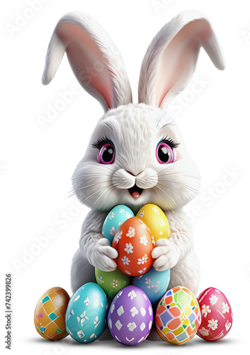 Obraz na płótnie easter bunny with easter eggs PNG transparent background