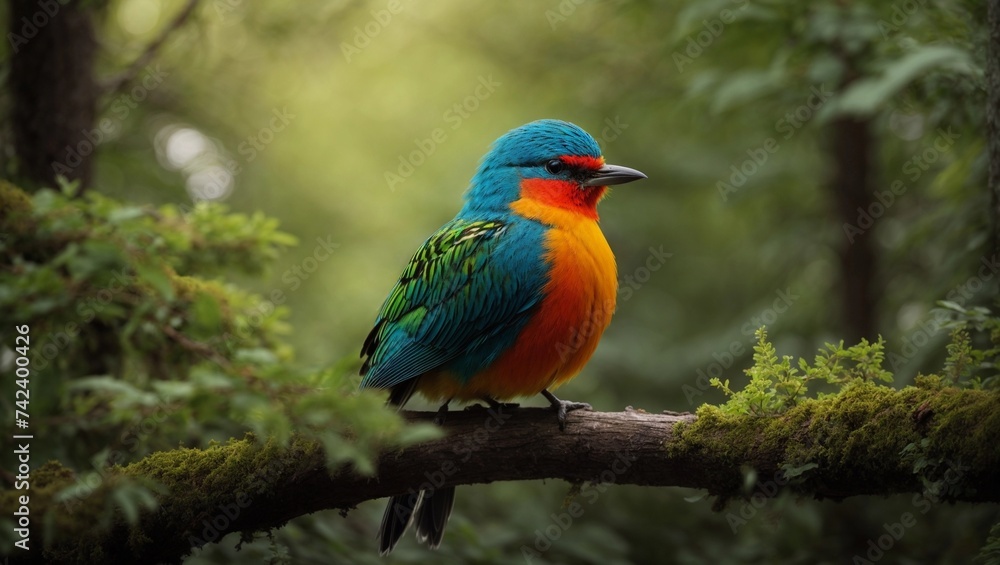 Obraz premium Multicolored bird in the forest