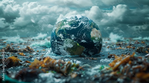 The oceans water conceals a secret pile of trash that the earth floats upon photo