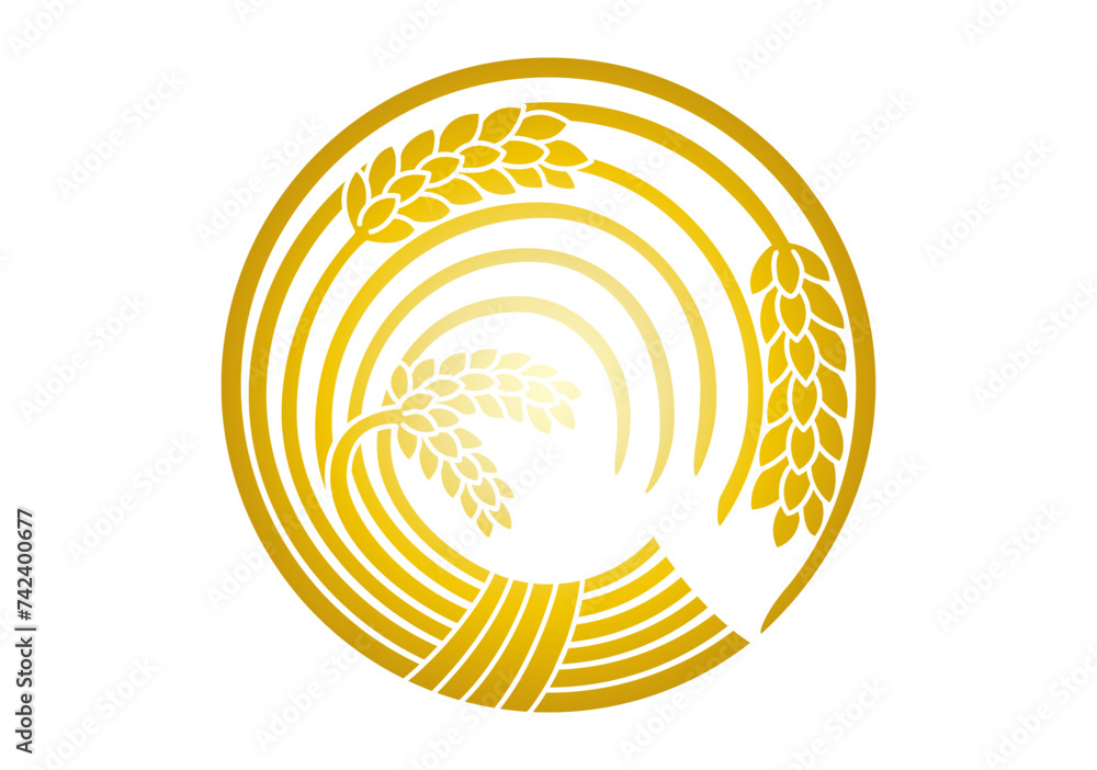 Obraz premium 右一つ稲の丸ゴールド