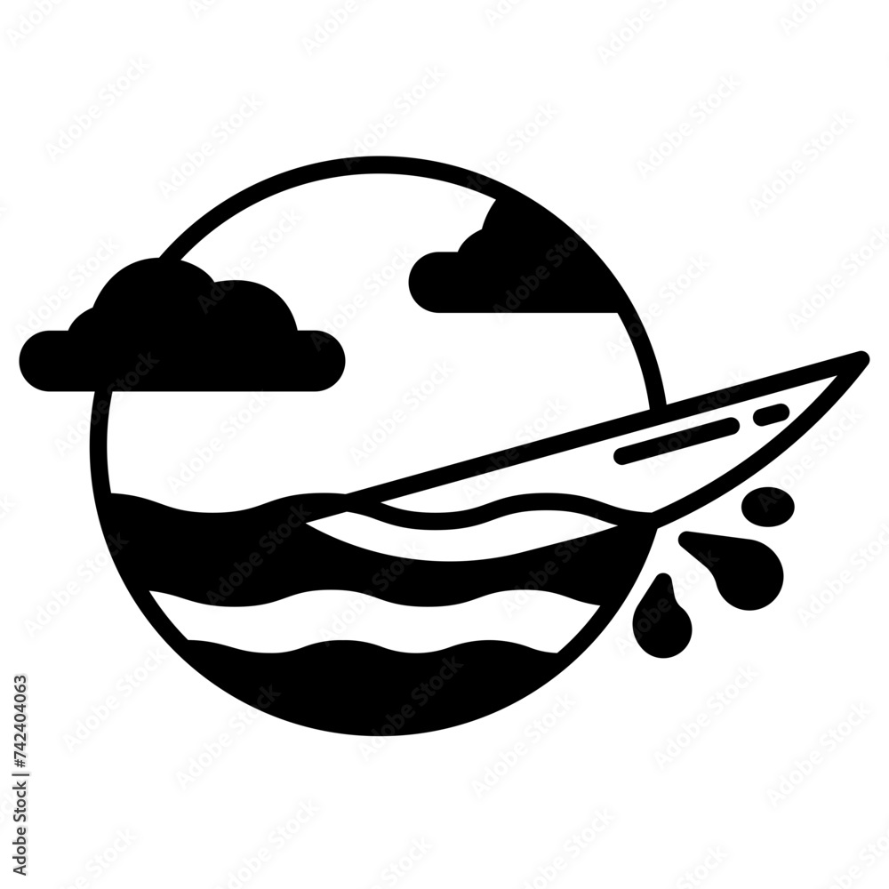 Fotografie surfing glyph and line vector illustration