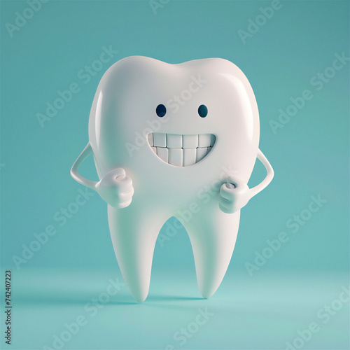 cute wisdom tooth character, a solid background