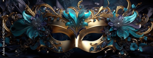purple and blue masquerade mask with decorations