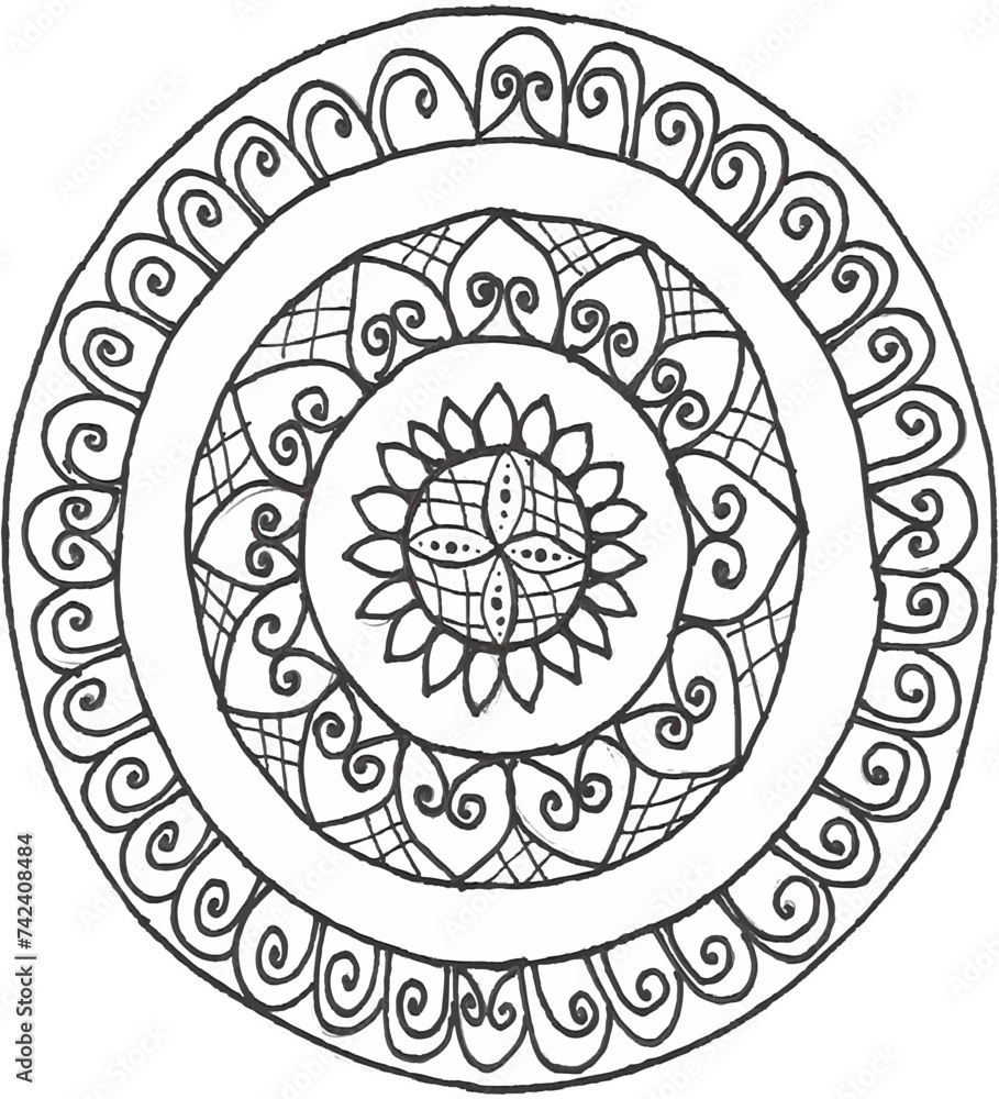 Circle patterns resembling mandalas for Henna, Mehndi, tattoos, decorating ornamental designs in ethnic oriental style, and coloring book pages Circle patterns resembling mandalas for Henna, Mehndi, tattoos, decorating ornamental designs in ethnic oriental style, and coloring book pages
