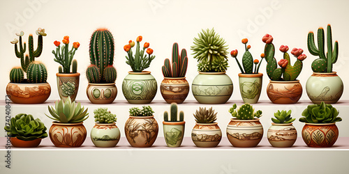 Genuine Cactus Plants Separated on White Background