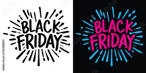 Black Friday Sale Vector Typography With Handwritten Calligraphy Text